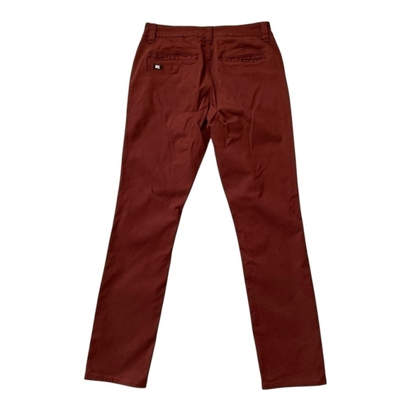 Mens Chinos RSQ Seattle Skinny Tapered Chino Pants Burgundy Red Flat Front Pants - Picture 7 of 9
